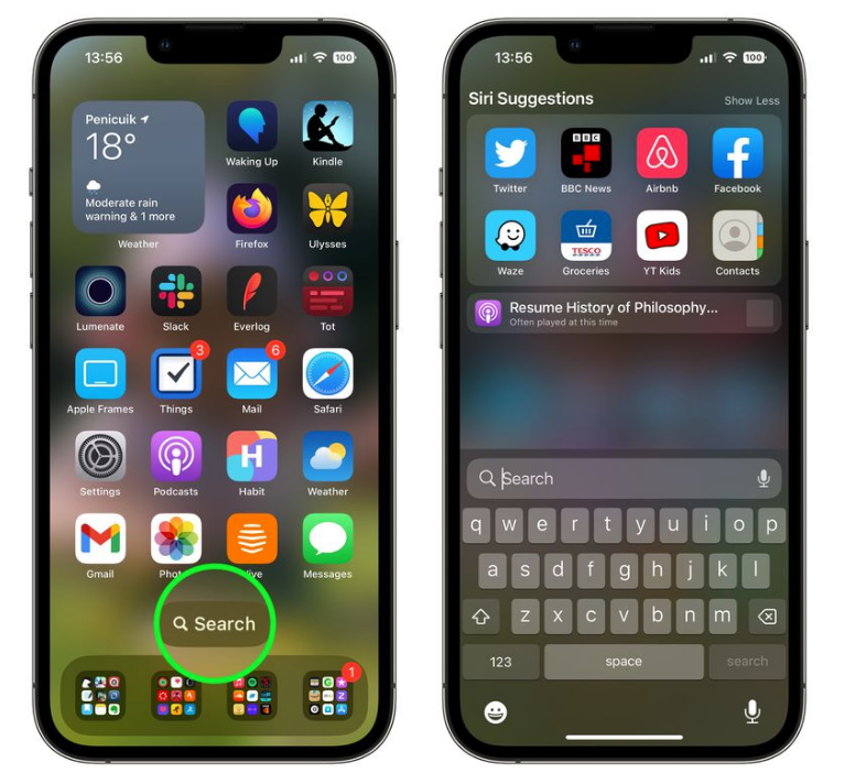 太康苹果手机维修分享升级到 iOS 16 后，如何删除主屏幕上的搜索按钮 